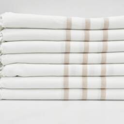 "Turkish Towel, Beige Striped Towel, Cotton Towel, Peshtemals, Beach Towel, 40""x70" - thumbnail 2