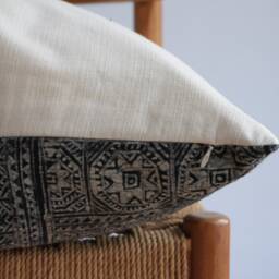 Vintage Hmong Hemp Pillow Cover Embroidered Tribal Design - 20x20 - thumbnail 3