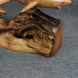 Hand Carved Wooden Shark Statue Jempinis Wood Sculpture, 11 - thumbnail 4