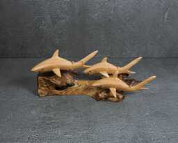 Hand Carved Wooden Shark Statue Jempinis Wood Sculpture, 11 - thumbnail 1