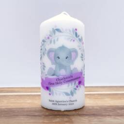 Personalised Elephant Christening Candle Baptism, Communion, Naming Day Gift - thumbnail 3
