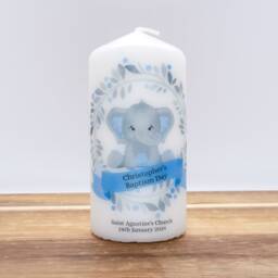 Personalised Elephant Christening Candle Baptism, Communion, Naming Day Gift - thumbnail 2