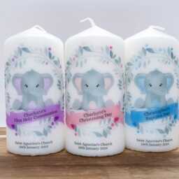 Personalised Elephant Christening Candle Baptism, Communion, Naming Day Gift - thumbnail 4