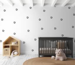 White Football Wall Stickers Reusable Fabric Soccer Decals For Kids' Bedroom - thumbnail 1