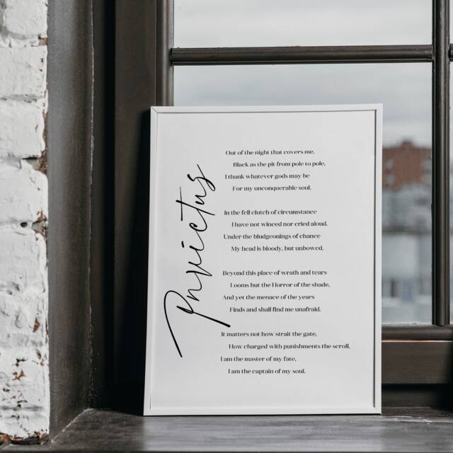 Invictus Poem Print William Ernest Henley, Minimalist Wall Art - image 1