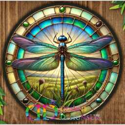 Dragonfly Sign, Wall Stained Glass Dragonfly, Faux Glass Sign, Metal Garden Decoration, Dragonfly Gift - thumbnail 2