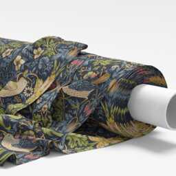 Custom Made William Morris Strawberry Thief Navy Blackout Lining Curtains 3 - thumbnail 3