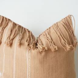 Handmade Karen Tribe Pillow Cover Tan Boho Farmhouse Decor - 20x20 - thumbnail 2