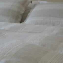 Linen Striped Duvet Cover, Weaved in Undyed Natural Linen & Unbleached Soft White Linen, Minimal Modern - thumbnail 2
