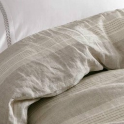 Linen Striped Duvet Cover, Weaved in Undyed Natural Linen & Unbleached Soft White Linen, Minimal Modern - thumbnail 4