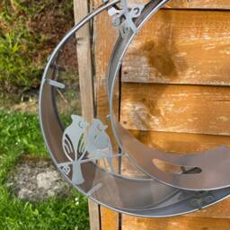 Crescent Moon Bird Feeder Wildlife Wild Hanging Silver Garden Decor Decoration Gift - thumbnail 2