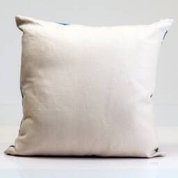 Blue Floral Ikat Pillow Cover, Linen Blend Throw - thumbnail 4
