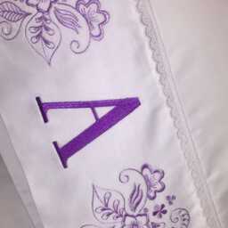Floral Embroidery Cotton Bed Sheets - Personalized Linen With Monogram & Vintage Lace - thumbnail 3