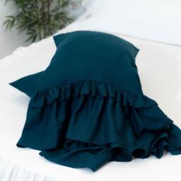 Double Ruffled Linen Pillowcase, Pillow Shams With Ruffle, Organic Euro Sham - thumbnail 3