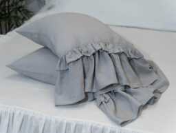 Double Ruffled Linen Pillowcase, Pillow Shams With Ruffle, Organic Euro Sham - thumbnail 1