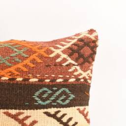 Handwoven Turkish Kilim Pillow 16x24 Boho Cushion Cover - thumbnail 2