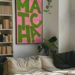 Matcha Print, Unframed Art, Bold Kitchen Posters, Trendy Bright Decor, Living Room, Typography Quotes, Retro, Coffee, Reading, Japan Pink - thumbnail 3