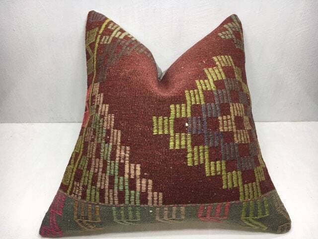 Vintage Handwoven Kilim Pillow Cover, Turkish Accent - 24x24 - image 1