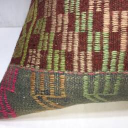Vintage Handwoven Kilim Pillow Cover, Turkish Accent - 24x24 - thumbnail 3