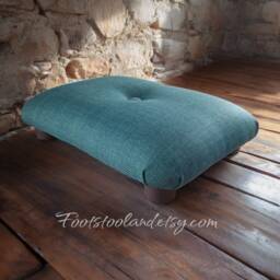 Handmade Low Desk Footstool Button Tufted Footrest - 10cm, Ud - thumbnail 1