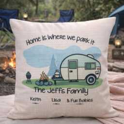 Personalised Caravan Motor Home Trailer Rv Camping Cushion - Wilkinson Family Design - thumbnail 1