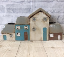 Ceramic House Planter Village Hamlet Beachside Scene Pottery Plants Home Decor