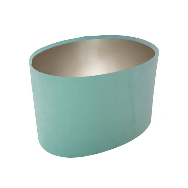 Oval Light Mint Lampshade in Velvet With A Champagne Lining - image 1