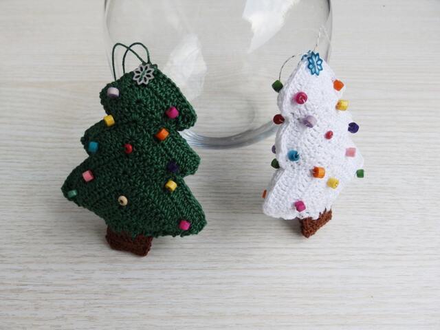 2 Crochet Christmas Tree, Ornaments, Home Decor - image 1
