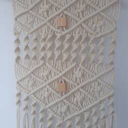 Macrame Wall Hanging Bedroom Decor Woven Natural White Macrame Bohemian Home Boho Art Modern Tapestry Beaded - thumbnail 4