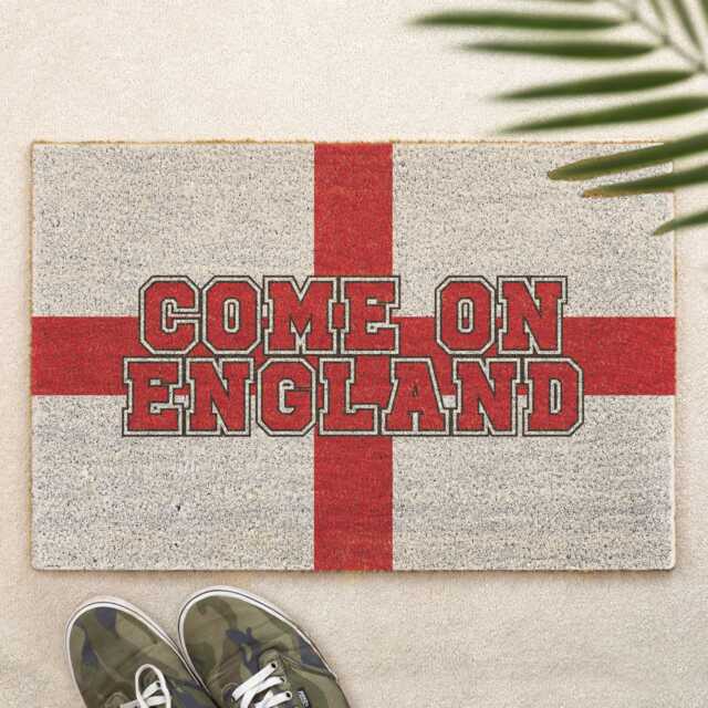 Come On England Brush Doormat Printed St George Cross Door Mat Flag English Home Decor Gift Football Fan Entrance - image 1