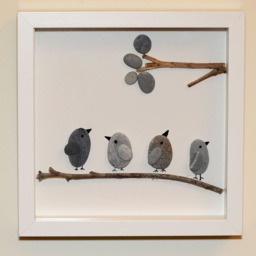 Pebble Framed Art, Driftwood Shadow Box Decor, Coastal Wall Decoration - thumbnail 3