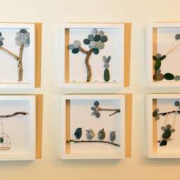 Pebble Framed Art, Driftwood Shadow Box Decor, Coastal Wall Decoration - thumbnail 4