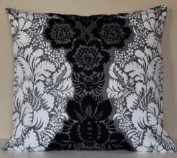 Handmade Pillow Cover Using Marimekko Ananas Fabric By Maija Isola - Black Grey Floral, 20x20 - thumbnail 1