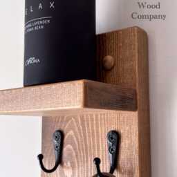 Handmade Oak Waxed Key Holder With Shelf - 5 Hook Entrance Organizer - thumbnail 3