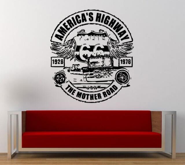 Route 66 Road Sign America's Highway Wall Graphic Decal Sticker Vinyl Mural Leaving Bedroom Room Home Decor Free Shipping L279 - image 1