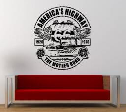 Route 66 Road Sign America's Highway Wall Graphic Decal Sticker Vinyl Mural Leaving Bedroom Room Home Decor Free Shipping L279 - thumbnail 1