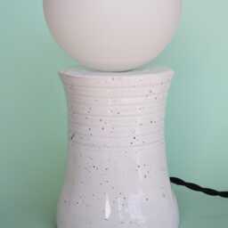 Handmade Ceramic Lamp - White Glaze & Color Crystals With Glass Globe G9 Bulb - thumbnail 4