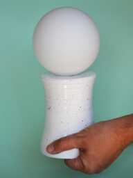 Handmade Ceramic Lamp - White Glaze & Color Crystals With Glass Globe G9 Bulb - thumbnail 1