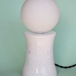 Handmade Ceramic Lamp - White Glaze & Color Crystals With Glass Globe G9 Bulb - thumbnail 2