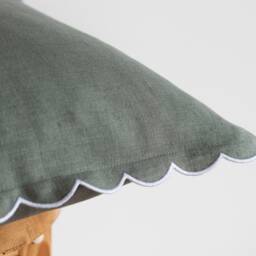 Seafoam Green Linen Pillow Cover - Scalloped Edge Design Multiple Size Options - thumbnail 2