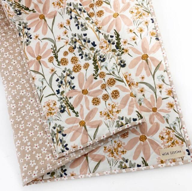 Daisy Bloom Puzzlecloth Modern Wholecloth Baby Quilt-Baby Girl Twin Blanket-Floral Quilt, Boho Indie Quilt - image 1