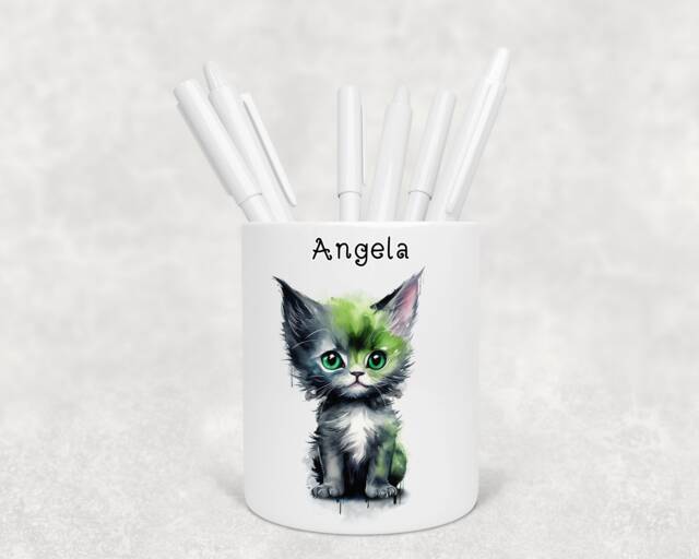Personalised Zombie Cat Pencil Pot, Ideal Gift, Birthday, Teacher - image 1