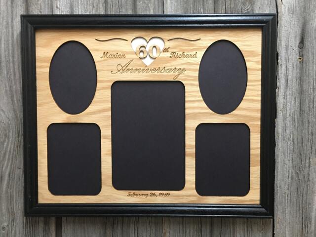 60Th Anniversary Photo Frame - 11x14 Holds 5x7 & 3x5 Photos- Wedding Gift 60 Years Diamond - image 1