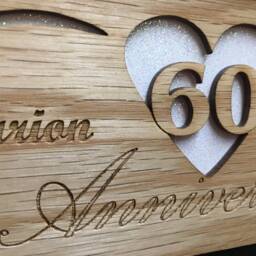 60Th Anniversary Photo Frame - 11x14 Holds 5x7 & 3x5 Photos- Wedding Gift 60 Years Diamond - thumbnail 2