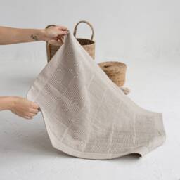 Pure Linen Waffle Washable Bath Mat, Organic Simple Minimalist Farmhouse Bathroom Rug, Small Rustic Sauna Mat - thumbnail 2