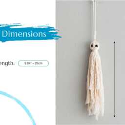 Macrame Ghost, Halloween Decor, Macrame, Goth Wall Hanging, Gifts, Ghosts, Home Decor V82 - thumbnail 2