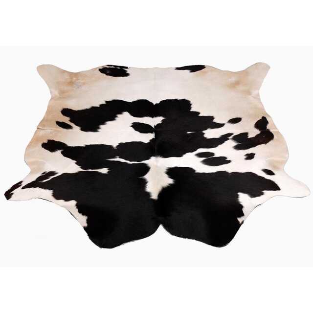 Black & White Cowhide Rug Large Hair-On Leather Accent - image 1