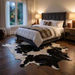 Black & White Cowhide Rug Large Hair-On Leather Accent - thumbnail 3