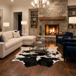 Black & White Cowhide Rug Large Hair-On Leather Accent - thumbnail 2