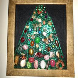 Sale Sparkling Rhinestone Christmas Tree 50+ Large Ring Stones Genuine, Fake, Rhinestones, Beads, Brooches, 50S Metallic Green Holey Ribbon - thumbnail 2